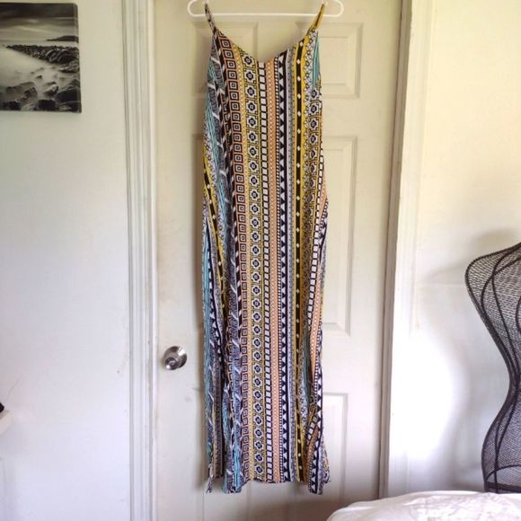 Colorful Geometric pattern V neck Sheth dress size S - Picture 1 of 6